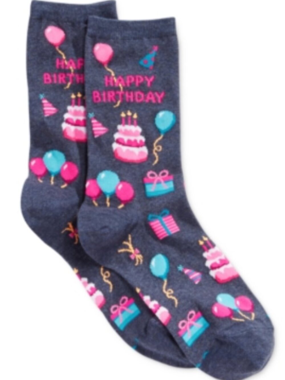 Hot Sox Women's Happy Birthday Fashion Crew Socks - Denim Heather